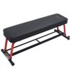 Sunny Health & Fitness Power Zone Strength Flat Bench with 550 lb Max Weight, Dumbbell Rack and Transport Wheels - Image 2