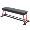 Sunny Health & Fitness Power Zone Strength Flat Bench with 550 lb Max Weight, Dumbbell Rack and Transport Wheels - Image 8
