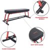Sunny Health & Fitness Power Zone Strength Flat Bench with 550 lb Max Weight, Dumbbell Rack and Transport Wheels - Image 12