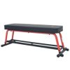 Sunny Health & Fitness Power Zone Strength Flat Bench with 550 lb Max Weight, Dumbbell Rack and Transport Wheels - Image 3