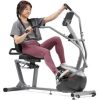 Sunny Health & Fitness Compact Performance Recumbent Bike with Dual Motion Arm Exercisers & Exclusive SunnyFit App Enhanced Bluetooth Connectivity
