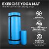 BalanceFrom Fitness 1" Extra Thick Yoga Mat w/Knee Pad and Carrying Strap, Blue - Image 3