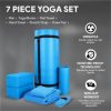 BalanceFrom Fitness 7 Piece Yoga Set with Mat, Stretch Strap, & Knee Pad, Blue - Image 5