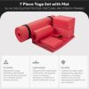 BalanceFrom 7 Piece Yoga Set, with Mat & Towel, Home Workout Equipment, Red - Image 2