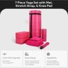 BalanceFrom Fitness 7 Piece Yoga Set with Mat, Stretch Strap, & Knee Pad, Pink - Image 3