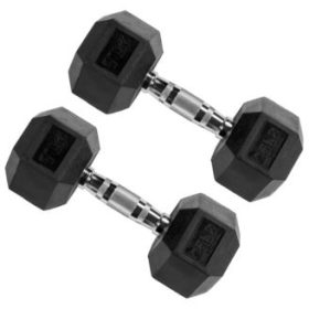 Signature Fitness Hex Dumbbells Strength Training Workout Equipment Set, 25 lbs